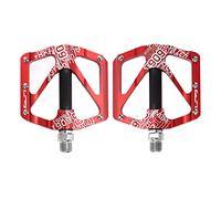Mtlavishness Lot de 2 pédales de vélo de Montagne avec roulement en Alliage d'aluminium avec Clous antidérapants en Acier Inoxydable, Bouche filetée Universelle pour Un Ajustement (Rouge)