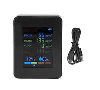 Mtlavishness Multifunctional 6 in 1 Co2 Meter Air Quality Monitor with Temperature Humidity Pm2 5 Tvoc Hcho Detection for Home Office Gym Use White (Noire)