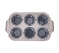Mtlavishness Plateau de cuisson en silicone pour cupcakes avec design pliable et type de presse à dégagement facile, 6 tasses, plaque de cuisson antiadhésive pour la cuisine à (Grise)