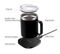 Mtlavishness Réchauffeur de Tasse à café 2 en 1, Chauffe-café à Chargement sans Fil pour Bureau avec 55 ℃/131 ℉, température constante Intelligente, Double Couche de qualité (Verte)