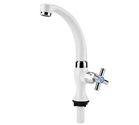 Mtlavishness Robinet d'eau froide unique en plastique ABS de haute qualité pour évier de cuisine et lavabo de salle de bain avec connexion filetée G1 2 (Volant croisé)