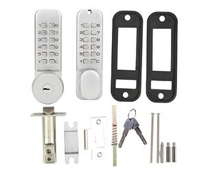 Mtlavishness Serrure à mot de passe mécanique double face avec clés, serrure codée sécurisée pour porte de cour, réglage de combinaison de 1 à 11 chiffres, construction en alliage