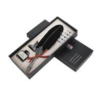 Mtlavishness Stylo plume en alliage avec flacon d'encre et pointes pour amis, enseignants, famille et collègues, matériau de style européen et rétro, environ 277 g (noir)