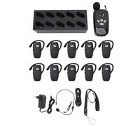 Mtlavishness Système de guide touristique sans fil avec 1 émetteur et 10 récepteurs pour guide touristique, microphone, étui de charge, système de casque de guide touristique pour