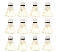 Mtlavishness Volants de Badminton Plume 12 pièces/lot balles de Badminton Blanches avec tête sphérique Solide et Plumes Haute densité pour des Performances de vol Stables idéales