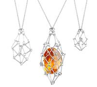 Mtlhbcg Collier support de pierres en cristal：Lot de 3 colliers en cristal,3 colliers de support réglables en forme de cage en cristal creux, pour bijoux, pierres précieuses à faire soi-même