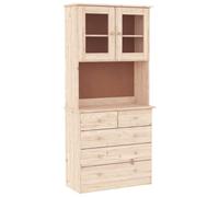 mtlskopal Alta - Meuble haut rustique - 77 x 35 x 165 cm - En pin massif non traité - Avec portes en verre - Kit complet pour couloir, cuisine et salle à manger