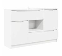 mtlskopal - Buffet blanc - 100 x 30 x 65,6 cm - Avec 2 portes et tiroir en bois - Meuble d'appoint moderne avec espace de rangement et compartiment secret pour couloir, chambre à coucher, salle à