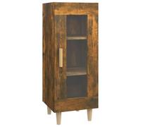 mtlskopal - Buffet en chêne fumé - 34,5 x 34 x 90 cm - Porte en verre - Triple espace de rangement - Montage flexible - Design moderne - Robuste - Pour salon, couloir, bureau