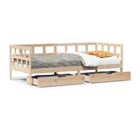mtlskopal Lit de jour extensible en pin 90 x 190 cm, canapé-lit avec 2 tiroirs, cadre de lit robuste pour chambre d'amis, chambre d'adolescent et salon