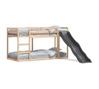 mtlskopal Lit superposé avec toboggan en pin massif 195,5 x 97,5 x 113 cm, non traité, pour matelas de 90 x 190 cm, gris, lit mezzanine sécurisé avec échelle, accessoires pour chambre d'enfant à