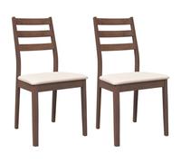 mtlskopal Lot de 2 chaises de salle à manger, marron, bois massif d'hévéa, 48,5 x 49 x 90 cm, avec coussin d'assise en polyester, design ergonomique et moderne, robuste, jusqu'à 110 kg, pour salle à