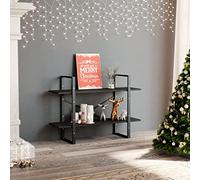 mtlskopl 2-Shelf Étagère de rangement industrielle en bois et métal Gris 100 x 30 x 70 cm Design moderne avec ancre murale Support pour salon, chambre à coucher, bureau