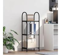 mtlskopl 40 x 30 x 109 cm - Étagère moderne en bois composite et cadre en acier noir - Étagère sur pied à 3 niveaux - Robuste et élégante pour salon, bureau et chambre à coucher