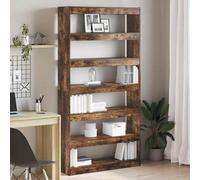 mtlskopl 6-Shelf - Étui de rangement en bois de chêne fumé - 100 x 30 x 198 cm - Tour de rangement - Pour salon, maison, bureau