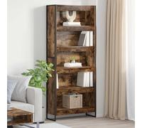 mtlskopl 80 x 30 x 189,5 cm - Couleur fumée - Bibliothèque en bois avec pieds en acier - Design industriel moderne - Durable et spacieuse - Pour salon, chambre à coucher, étude