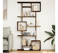 mtlskopl 92 x 29 x 188 cm - Bibliothèque en chêne fumé avec 9 compartiments, séparateur de pièce, design moderne, robuste et durable pour salon, chambre à coucher, bureau