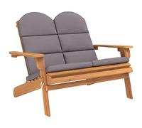 mtlskopl Adirondack Banc de jardin 126 cm en bois d'acacia massif avec coussins gris foncé, pliable, dossier semblable à un fauteuil, banc de salle à manger confortable pour terrasse, balcon, jardin