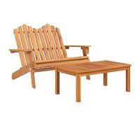 mtlskopl Adirondack Salon de jardin 2 pièces en bois d'acacia massif 126 x 84 x 90 cm Fauteuil pliable avec table d'appoint pour balcon, terrasse et petits jardins