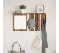 mtlskopl Altholz - Étagère murale avec porte-vêtements - 85 x 10 x 45 cm - Crochet mural et étagère avec miroir - Pour couloir, chambre à coucher