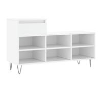 mtlskopl Armoire à chaussures, blanche, 102 x 36 x 60 cm, en bois avec pieds en métal, design moderne, miracle de rangement, avec 6 compartiments + 1 tiroir, pour couloir, salon, chambre à coucher