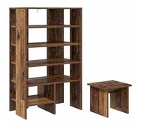 mtlskopl Armoire à chaussures en bois recyclé - 62 x 35 x 100 cm - Avec tabouret et 5 étagères - Moderne - En bois - Robuste et durable - Pour couloir, salon et chambre à coucher