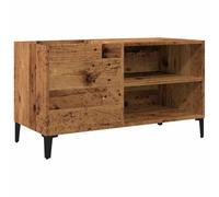 mtlskopl Armoire à disques aspect bois vieilli, 84,5 x 38 x 48 cm, étagère en vinyle pour rangement de vinyles, support pour tourne-disque avec pieds en métal, armoire d'appoint pour salon