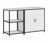 mtlskopl Armoire à gâteau - 2 pièces - 150 x 50 x 92 cm - En acier blanc - 4 étagères et 2 portes - Pour cuisine, salle à manger