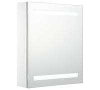 mtlskopl Armoire à miroir à LED 50 x 13,5 x 60 cm - En MDF mélamine - Design moderne avec 2 barres LED et 3 étagères - Pour salle de bain, invités, WC