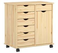 mtlskopl Armoire à roulettes avec 7 tiroirs et 1 compartiment - Meuble mobile à roulettes en pin massif - Armoire d'appoint pratique pour bureau, chambre à coucher et salon - Marron - 63,5 x 39 x 65,5