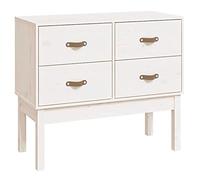 mtlskopl Armoire console blanche 90 x 40 x 78 cm en pin massif avec 4 tiroirs, buffet étroit pour chambre à coucher, salon, bureau