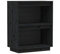 mtlskopl Armoire d'appoint noire 60 x 34 x 75 cm en bois de pin massif avec aspect rustique - Buffet peu encombrant pour salon, couloir, bureau