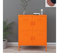 mtlskopl Armoire d'atelier orange en acier 80 x 35 x 101,5 cm avec 2 tablettes réglables en hauteur, 4 portes et niveaux, armoire de rangement robuste pour bureau, balcon, jardin et bureau à domicile
