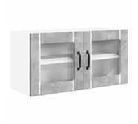 mtlskopl Armoire de cuisine murale avec portes à charnière - Gris béton - 80 x 31 x 40 cm - En matériau dérivé du bois - Pour cuisine, salon, couloir