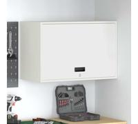 mtlskopl Armoire de jardin murale - Blanc - 40 x 80 x 53 cm - En acier revêtu par pulvérisation - Avec vérin à gaz et serrure à verrou - Design moderne - Pour garage, bureau, balcon