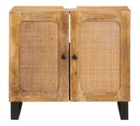 mtlskopl Armoire de lavabo 62 x 33 x 58 cm en bois de manguier massif marron avec grain de bois élégant - Design moderne - Robuste et durable - Pour les petites salles de bains modernes