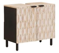 mtlskopl Armoire de lavabo blanche 62 x 33 x 58 cm en bois massif de manguier massif - Design rectangulaire moderne - Robuste - Longue durée de vie - Compact - Pour petites salles de bains et