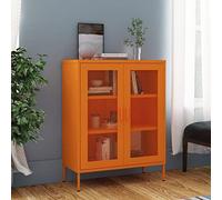 mtlskopl Armoire de rangement en acier orange - 80 x 35 x 101,5 cm - Avec portes grillagées et tablettes réglables - Caisse de rangement robuste pour bureau, balcon, atelier et jardin
