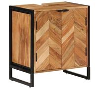 mtlskopl Armoire de salle de bain 55 x 35 x 60 cm en bois massif d'acacia et fer - Design moderne avec 2 portes pour salle de bain et WC d'invités - Peu encombrant - Meuble de salle de bain pour