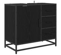 mtlskopl Armoire de salle de bain, aspect chêne noir, 65 x 33 x 60 cm, en bois robuste, avec porte et tiroir, design moderne, peu encombrant, pour les petites salles de bains et WC d'invités
