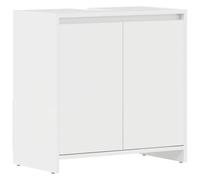 mtlskopl Armoire de salle de bain blanc brillant 60 x 33 x 61 cm en bois - Design moderne avec 2 portes - Grand espace de rangement pour les petites salles de bains et les toilettes d'invités