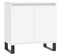 mtlskopl Armoire de salle de bain, blanche, 58 x 33 x 60 cm, en bois robuste, avec pieds en fer, design moderne et grand espace de rangement pour petites salles de bains, toilettes d'invités et