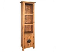 mtlskopl Armoire de salle de bain en pin massif - 48 x 32 x 170 cm - Look vintage - Avec 2 étagères - Peu encombrante - Pour petites salles de bains, chambre à coucher, salon