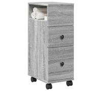 mtlskopl Armoire de salle de bain étroite - 23 x 33 x 65 cm - En bois - Gris sonoma - Avec roulettes - Petit espace de rangement - Meuble de rangement pour salle de bain, cuisine, bureau, balcon et