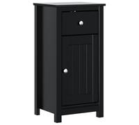 mtlskopl Armoire de salle de bain Montagne noire 40 x 34 x 80 cm en pin massif avec tiroir et porte, meuble de salle de bain robuste avec rails en métal et poignées pour toilettes d'invités, petites