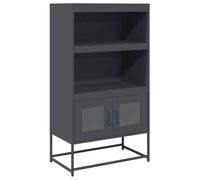 mtlskopl Armoire haute anthracite 68 x 39 x 123 cm en acier laminé à froid avec 2 portes et étagères, buffet étroit avec capacité de charge de 90 kg, design moderne pour couloir, salon, bureau