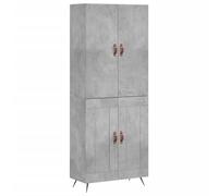 mtlskopl Armoire haute, gris béton, 69,5 x 34 x 180 cm, en matériau dérivé du bois, avec pieds en métal, buffet moderne avec beaucoup d'espace de rangement pour salon, cuisine, couloir