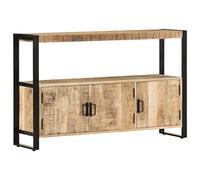 mtlskopl Armoire Latérale 120x30x75 cm, Buffet Bas en Bois de Manguier Massif et Acier, Commode de Rangement Vintage avec 3 Portes et 1 Compartiment pour Salon et Entrée