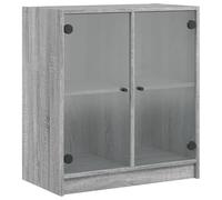 mtlskopl Armoire Latérale avec Portes en Verre, Buffet Bas de Rangement pour Salon et Entrée, Commode en Bois d'Ingénierie, Style Moderne, Gris Sonoma, 68 x 37 x 75,5 cm
