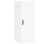 mtlskopl Armoire murale, blanche, 34,5 x 34 x 90 cm, en bois avec poignée en cuir synthétique, miracle d'espace, avec 3 compartiments, solution de suspension peu encombrante pour couloir, salon et